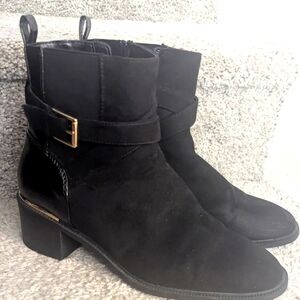 Liz Claiborne Emberly Stacked Heel Chelsea Boots Memory Foam/Size 8.5 Black